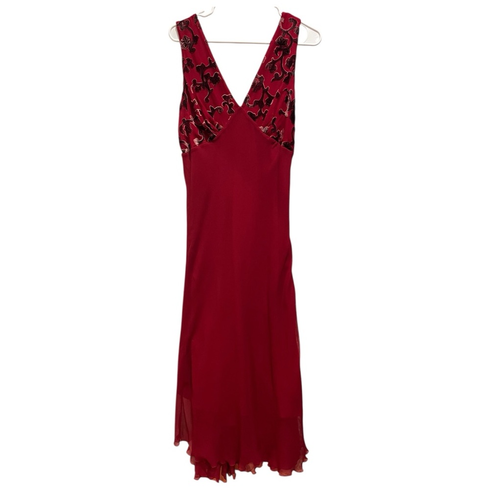 Vintage 90s V Neck 100% Silk Midi Dress